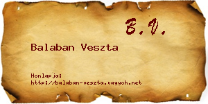 Balaban Veszta névjegykártya